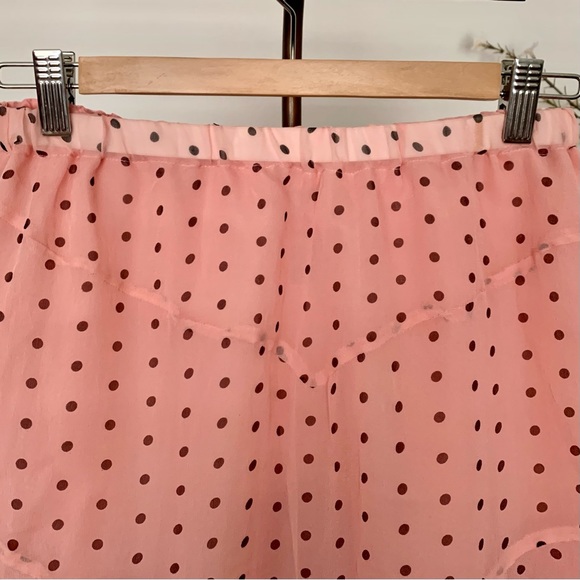 Ice Vintage Pink and Black Polka-Dot Flouncy Silk Skirt, Size 8 - Picture 5 of 10